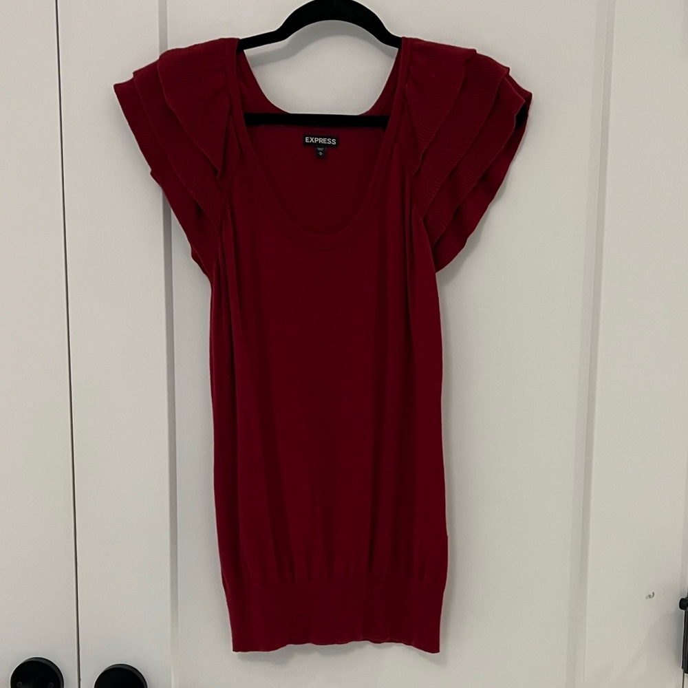 Express Women's Scarlet Flutter Sleeve Blouse
